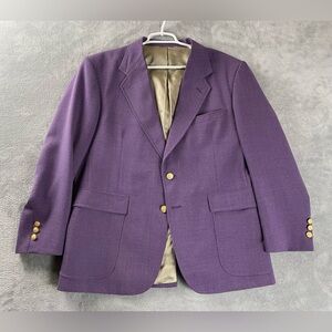 Stafford Mens Purple Wool Polyester Blend Sport Coat Blazer Jacket 42S